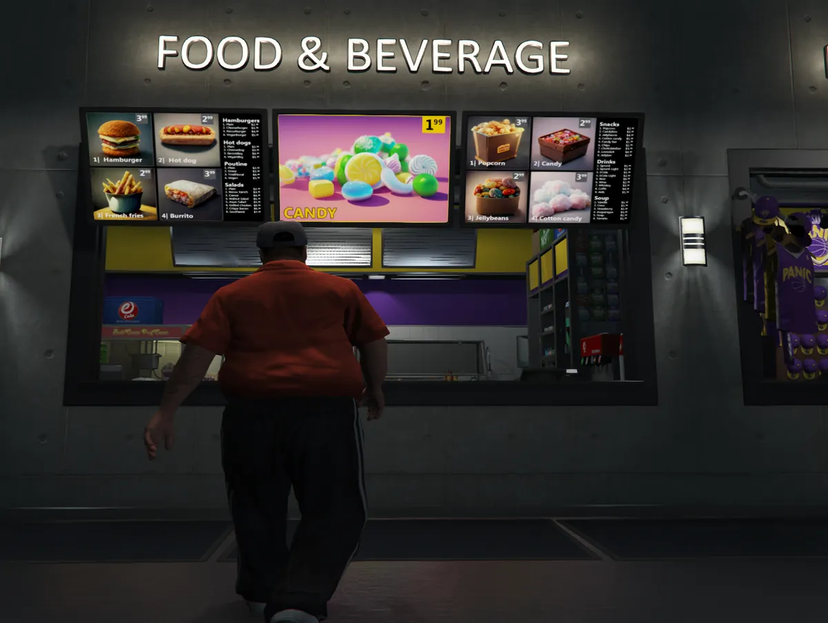 Deciding between the burrito and the candy.